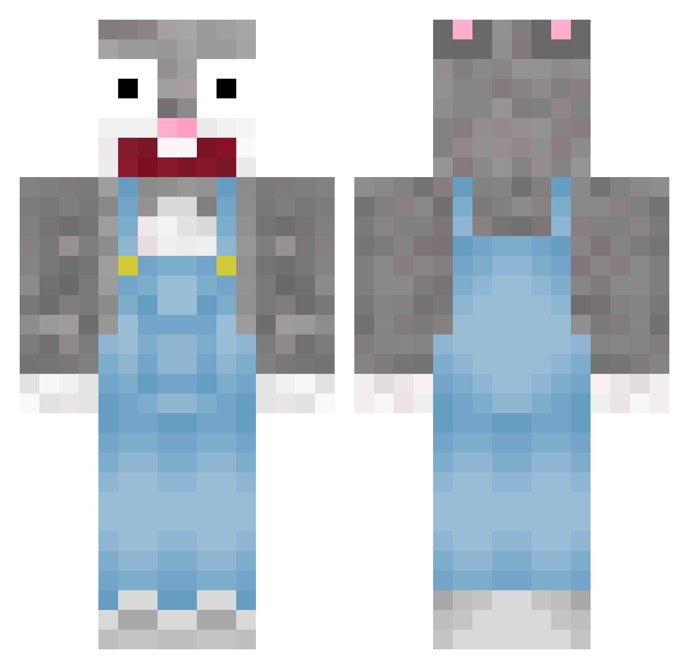 zoubizoubichou Minecraft skin, front and back view