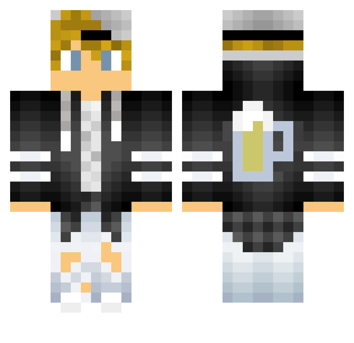 Zefixe Minecraft skin, front and back view