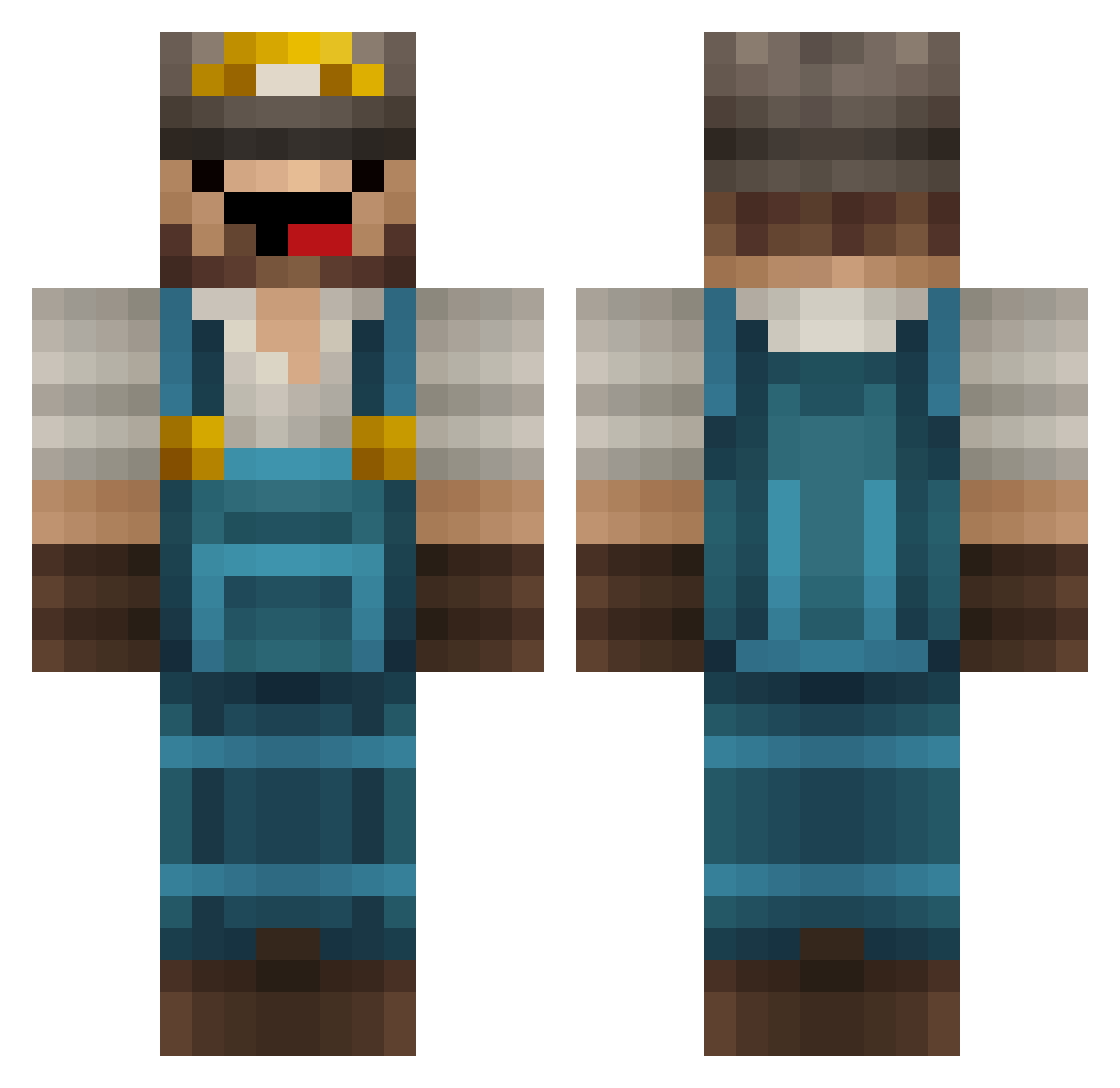 ArteDnb Minecraft skin, front and back view