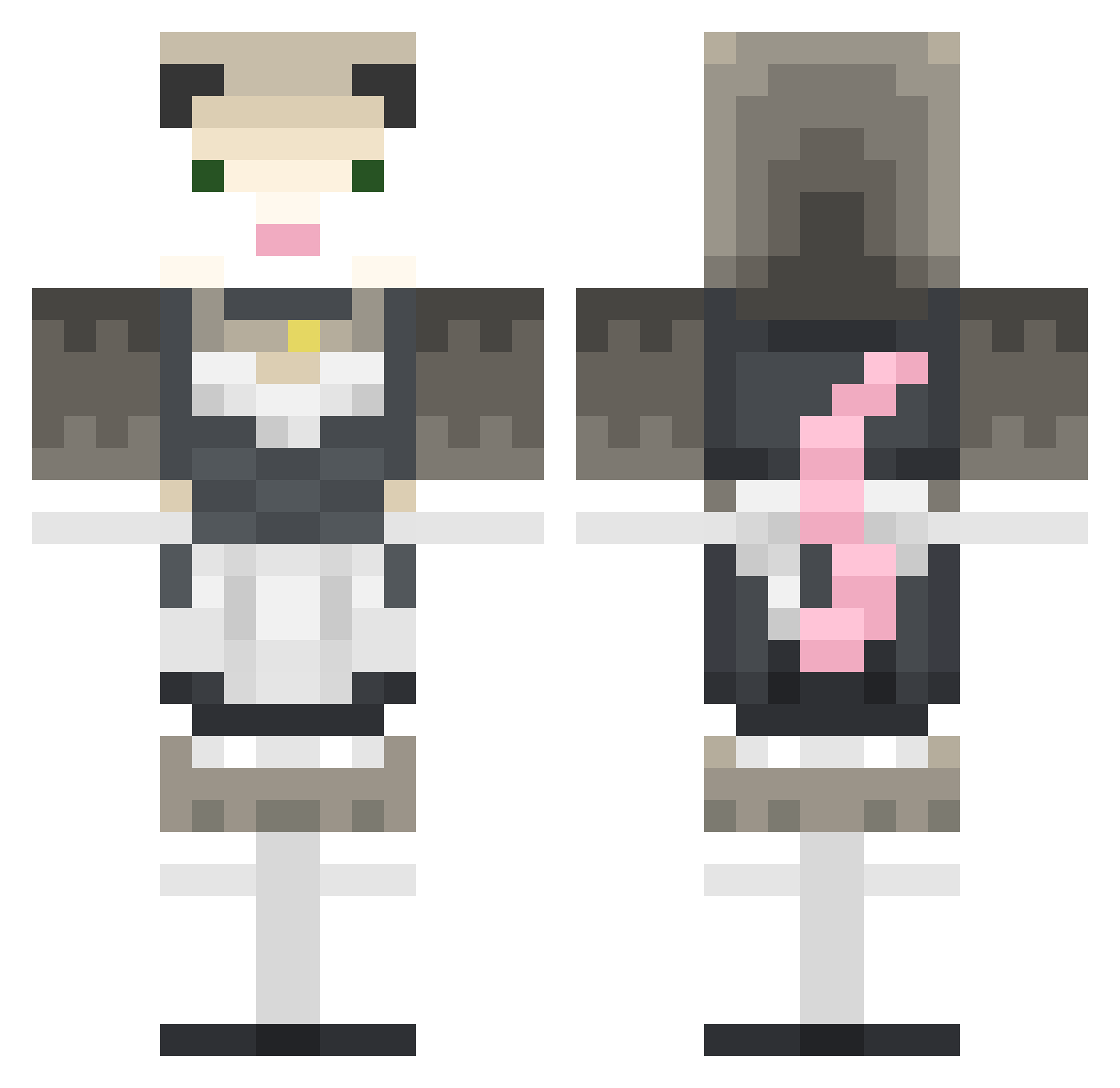 250MB Minecraft skin, front and back view