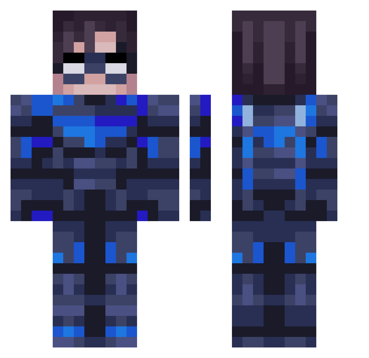 Breeb1 Minecraft skin, front and back view