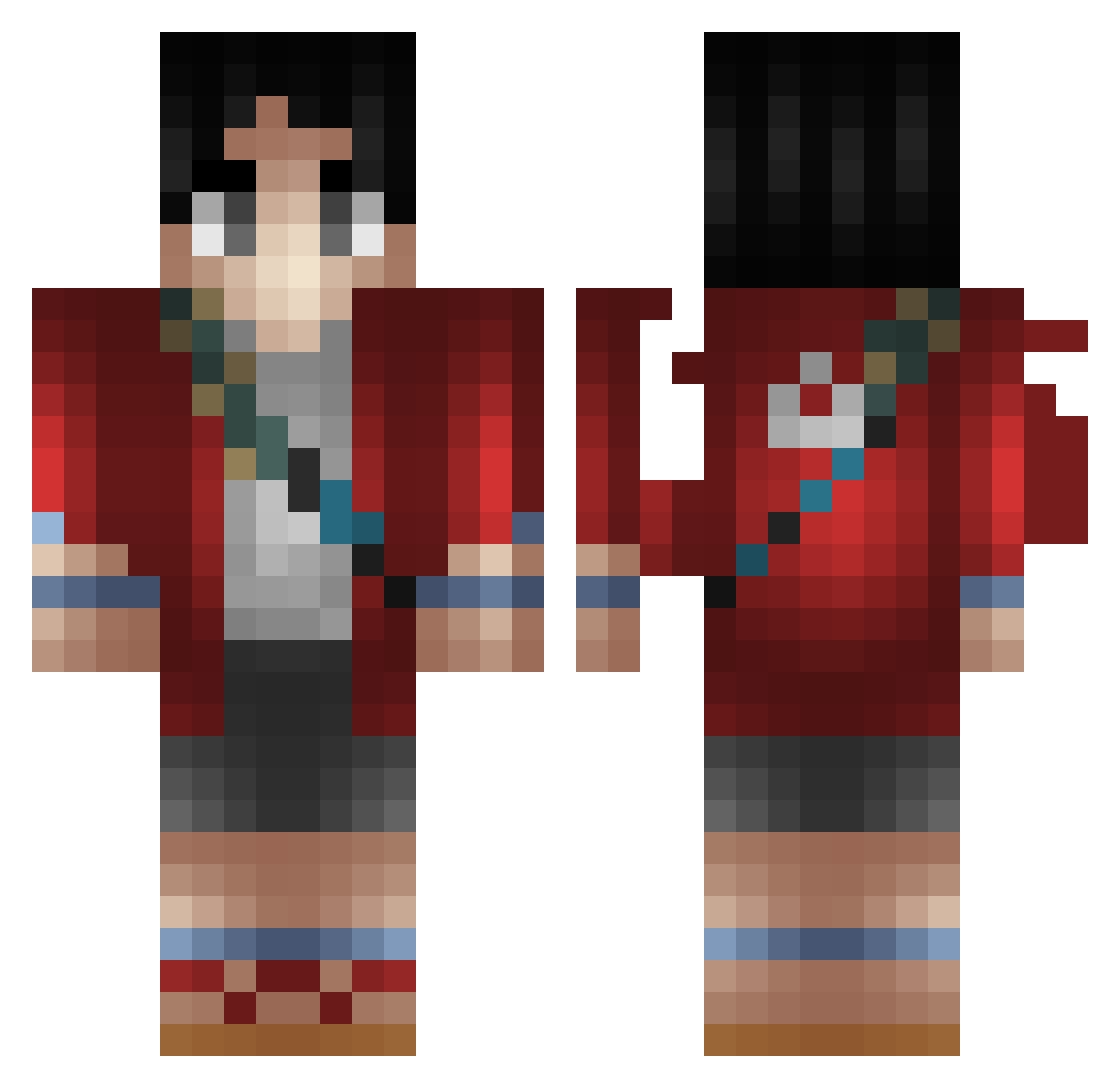 AmbatukamOmygot Minecraft skin, front and back view