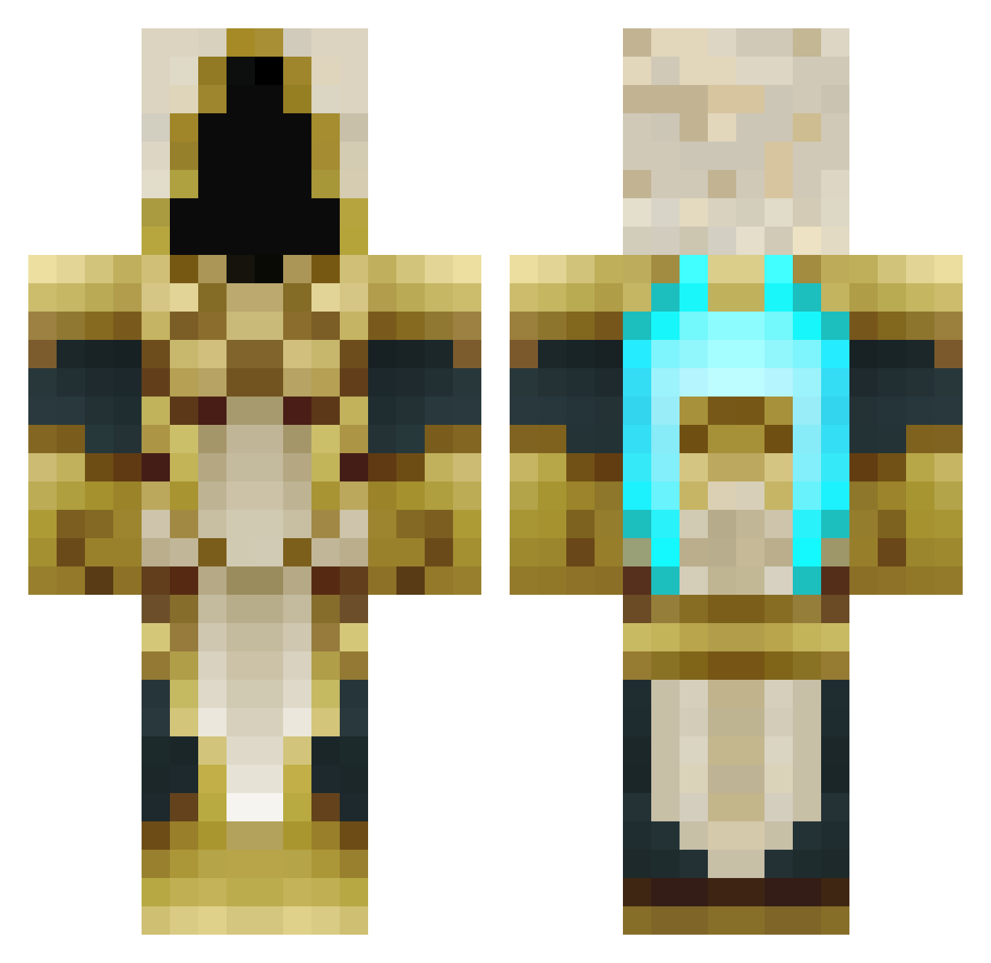 SacredSon Minecraft skin, front and back view