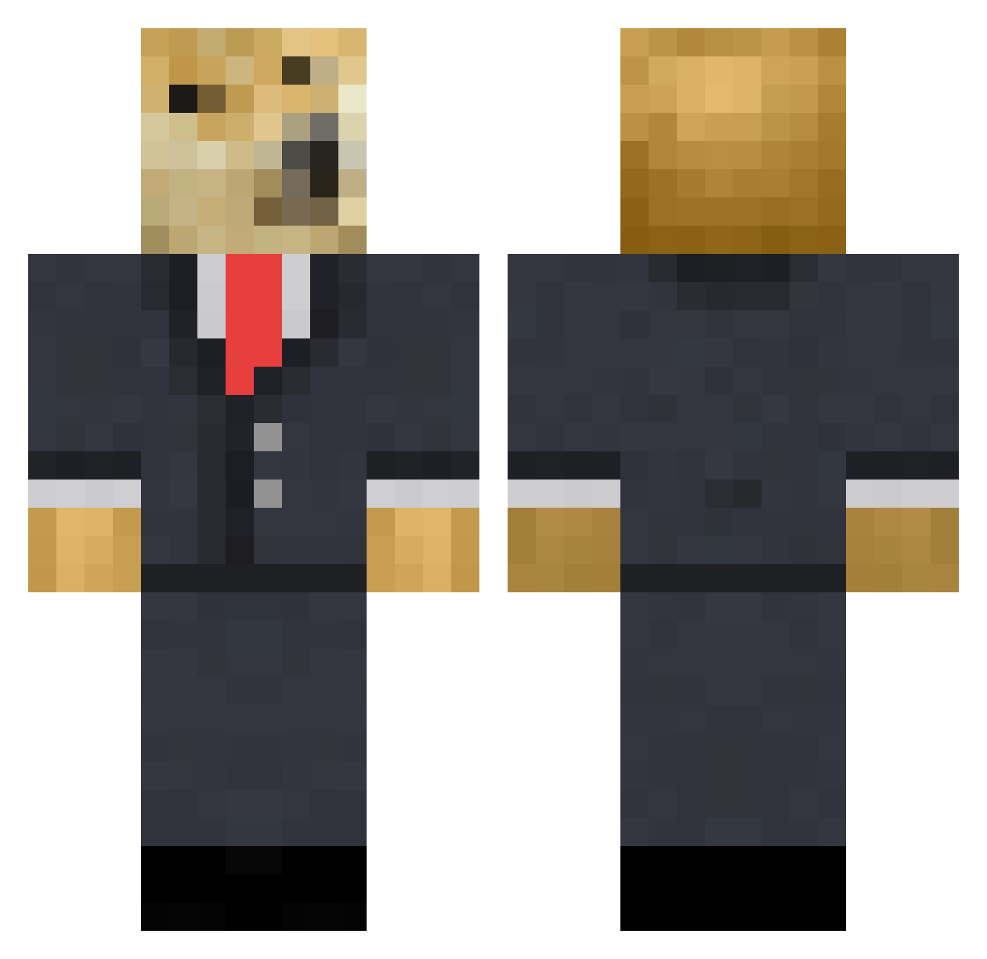 Trysted Minecraft skin, front and back view