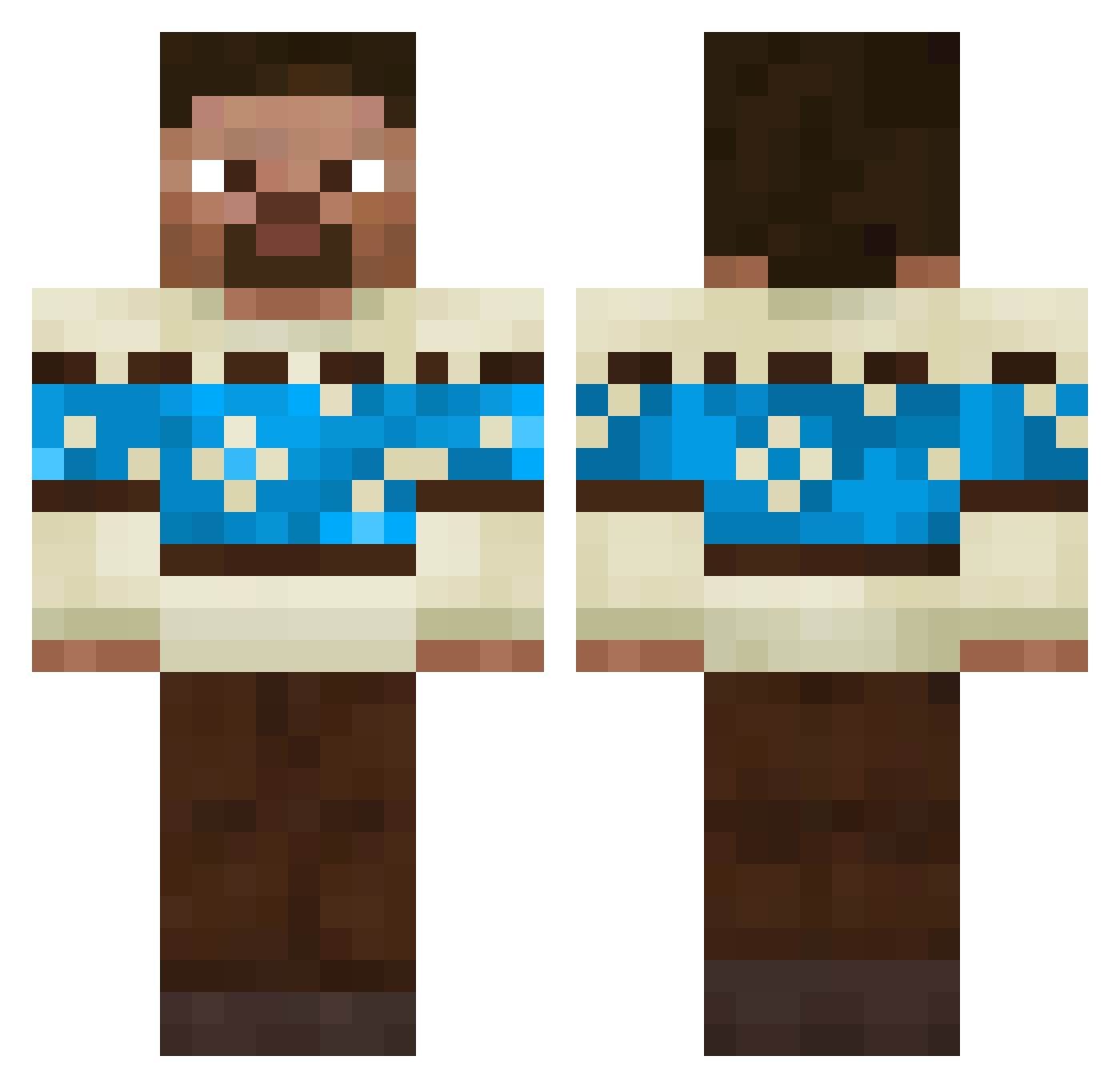 Johnendo Minecraft skin, front and back view