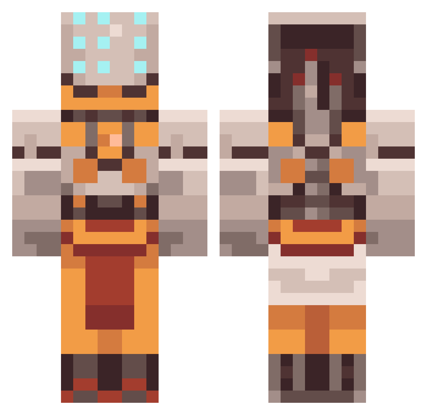TT1380 Minecraft skin, front and back view