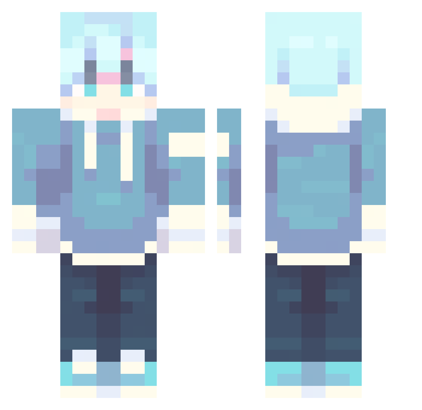 Sora_Grey Minecraft skin, front and back view