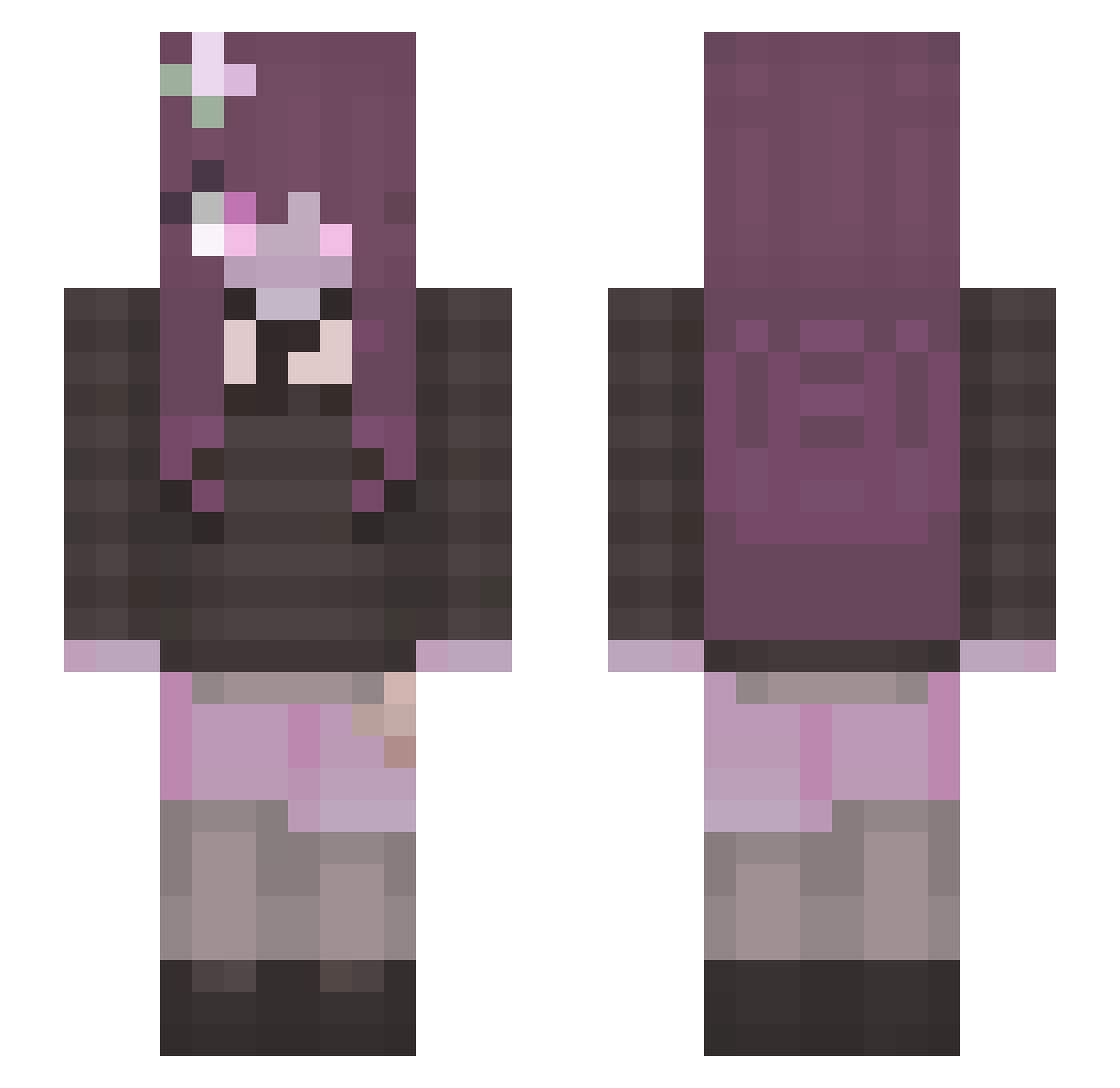 aleen Minecraft skin, front and back view