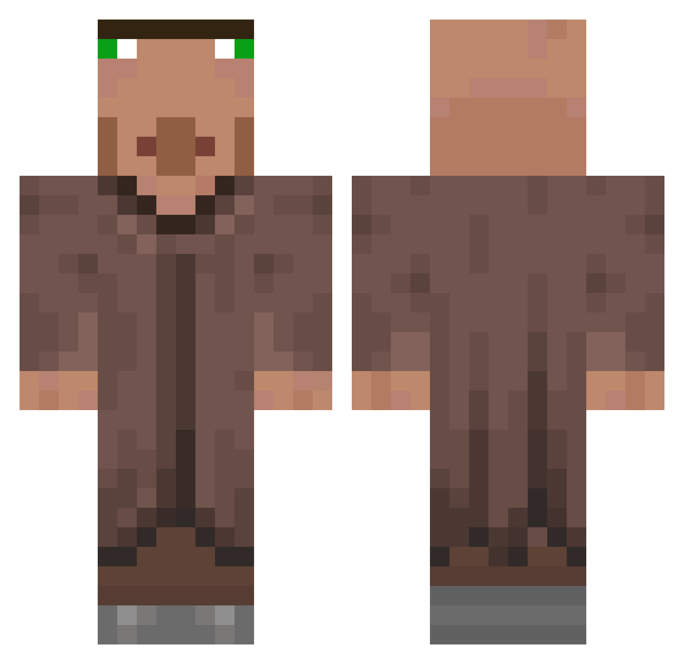 SadakoHS Minecraft skin, front and back view