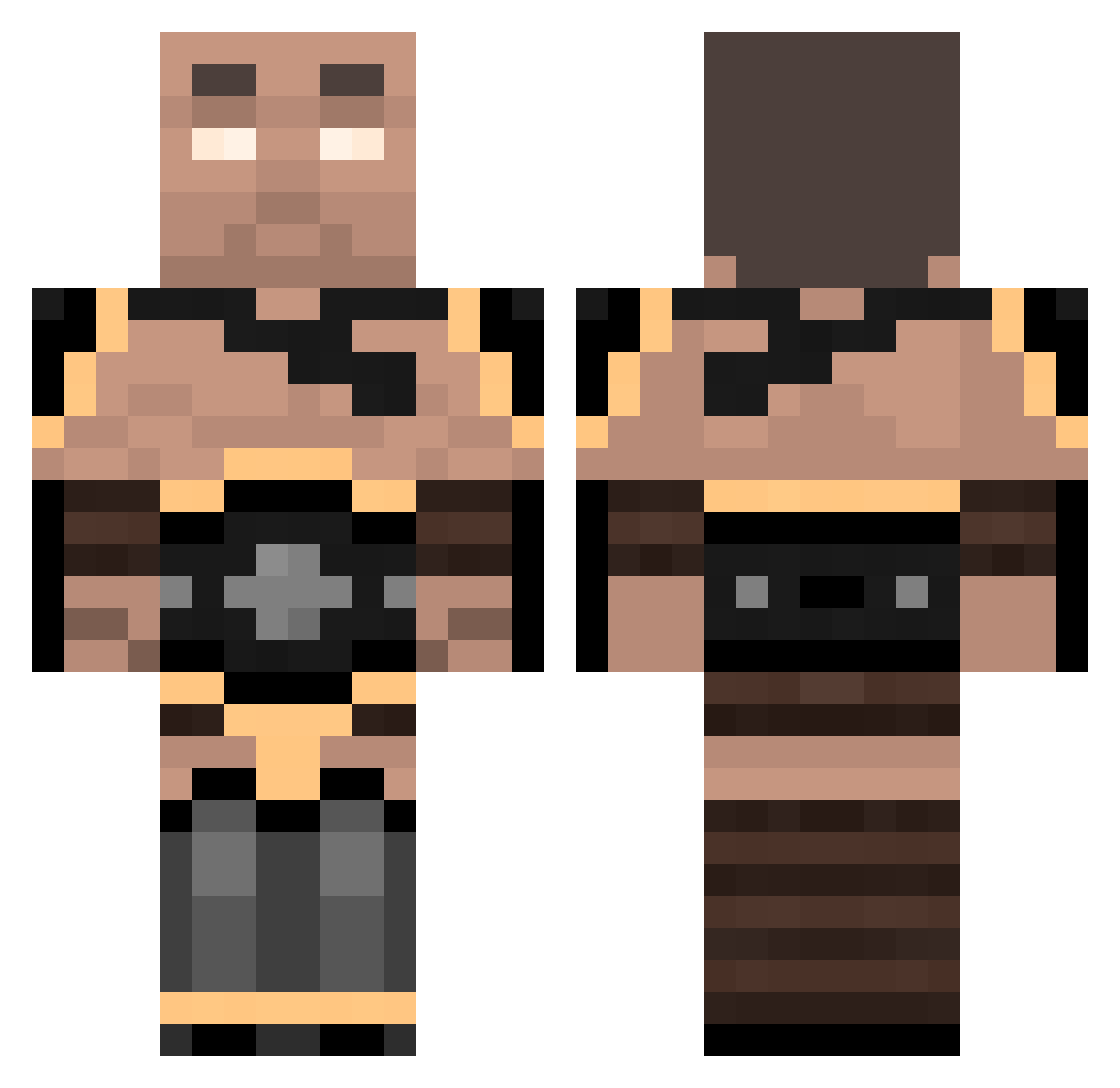 Sifter Minecraft skin, front and back view