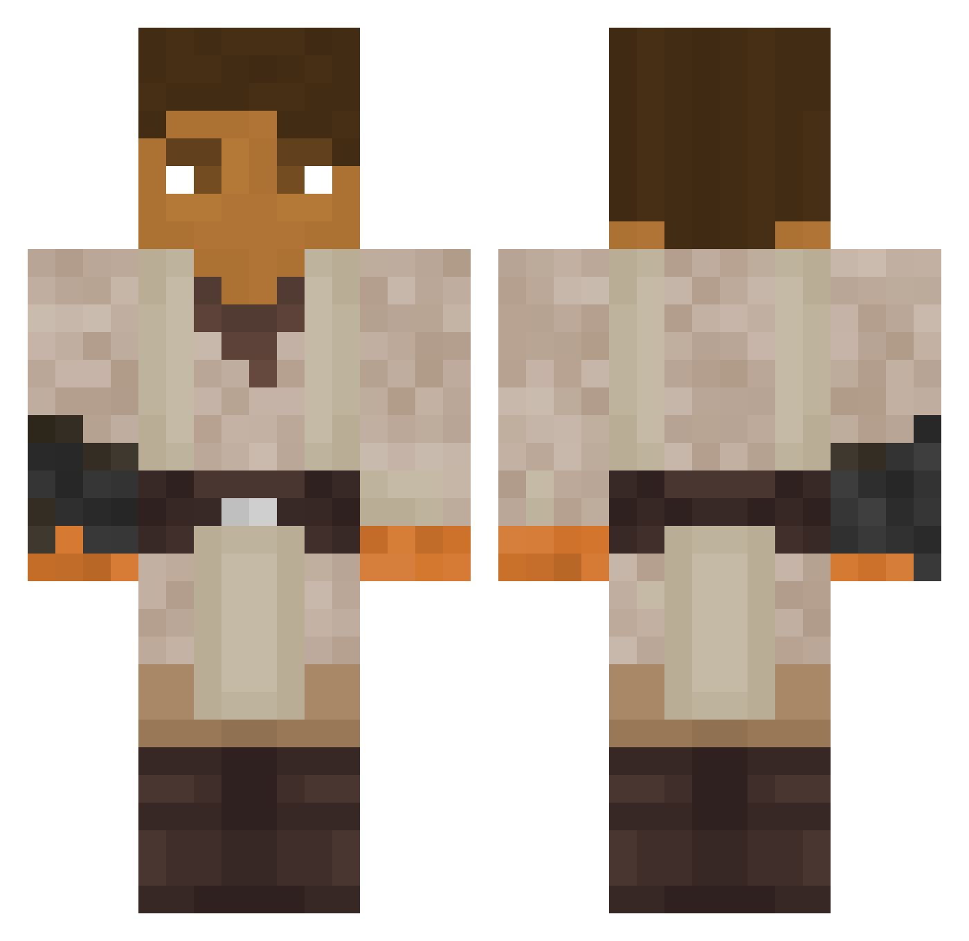 BantNaster Minecraft skin, front and back view