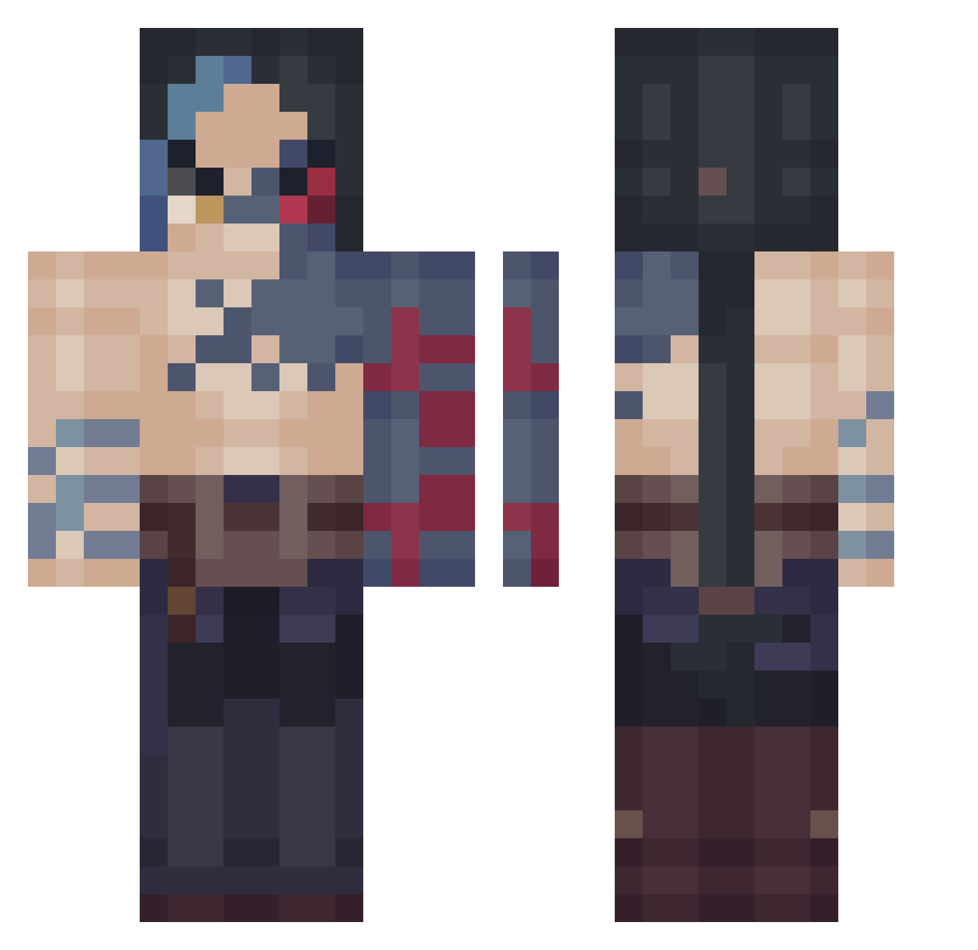 nilouc Minecraft skin, front and back view