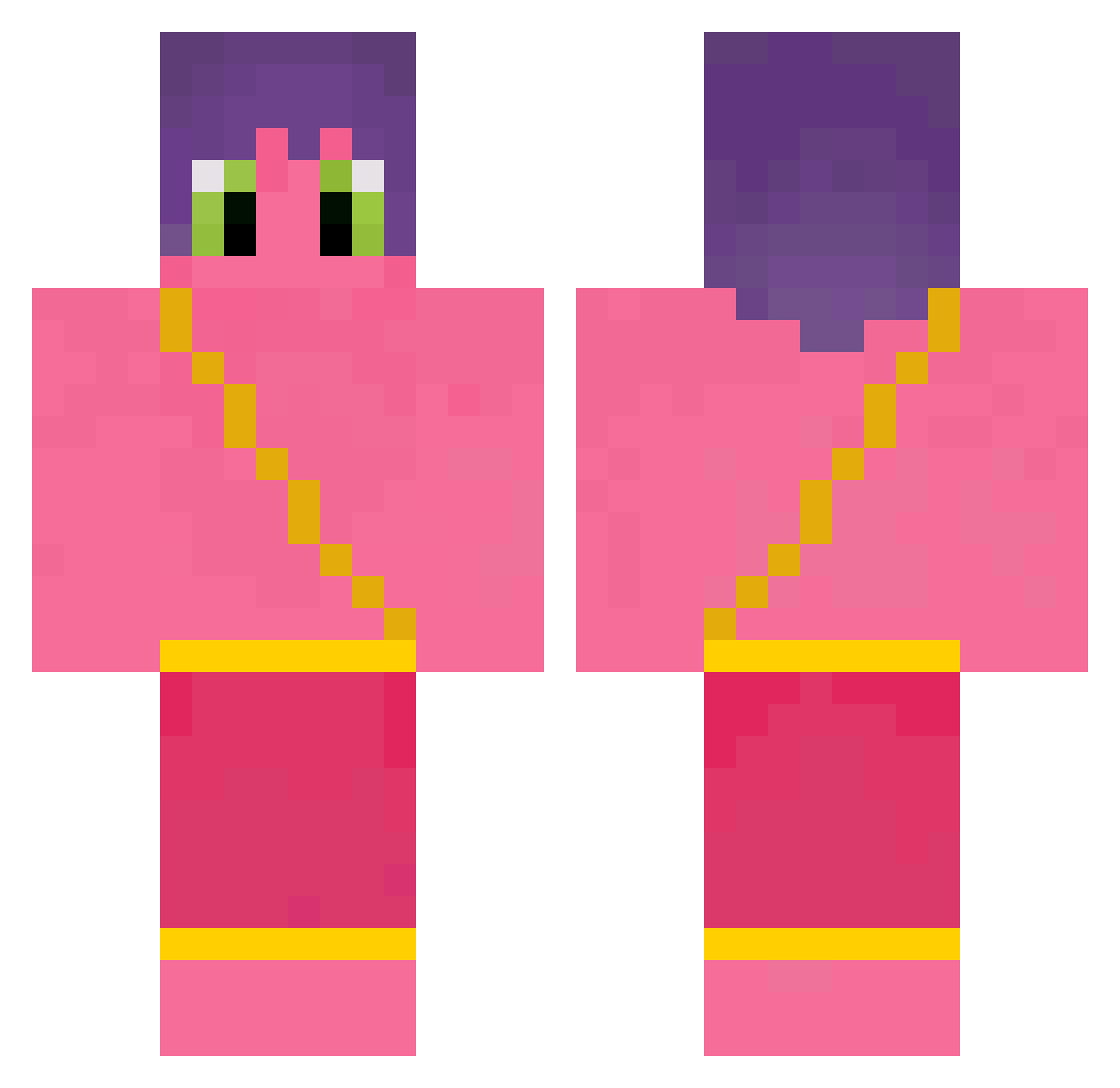wirms Minecraft skin, front and back view