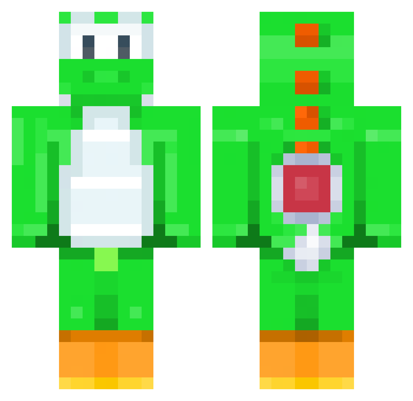 DJRRacing Minecraft skin, front and back view