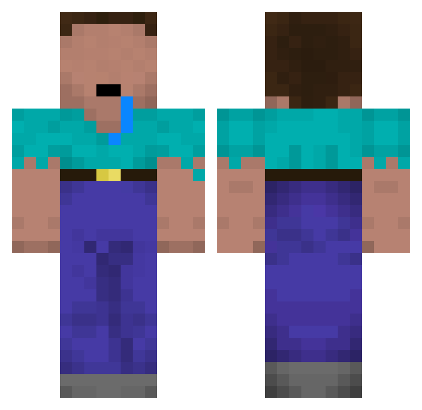 tsodre Minecraft skin, front and back view