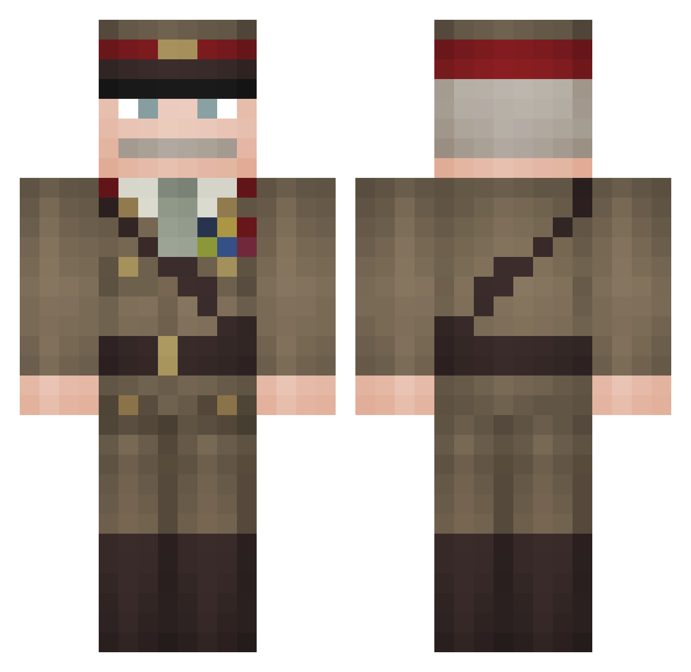 MuffinFoxPlaysYT Minecraft skin, front and back view