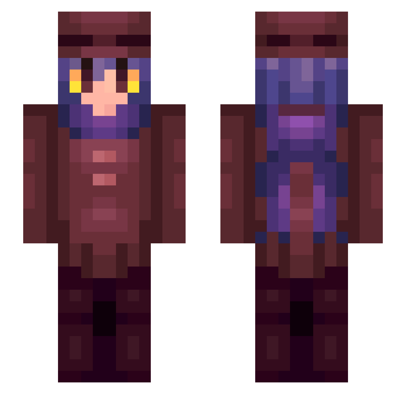 0scapes Minecraft skin, front and back view