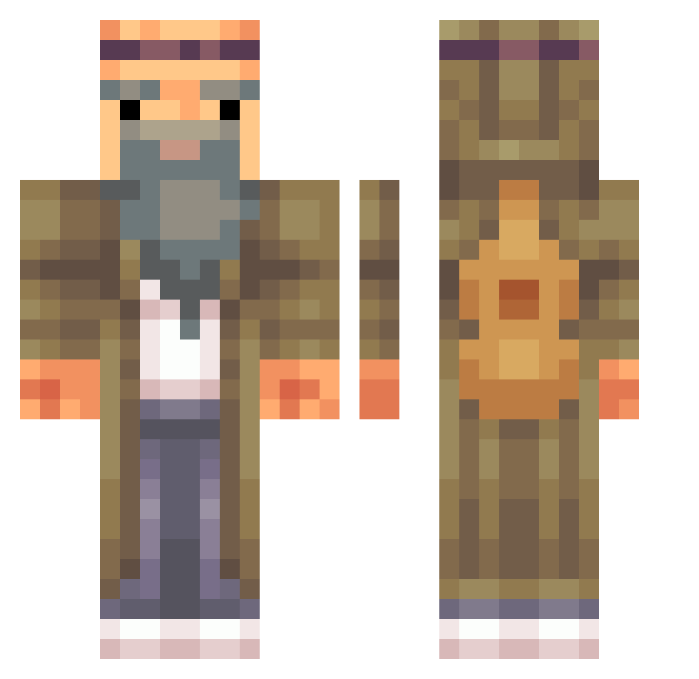 Skadoody Minecraft skin, front and back view