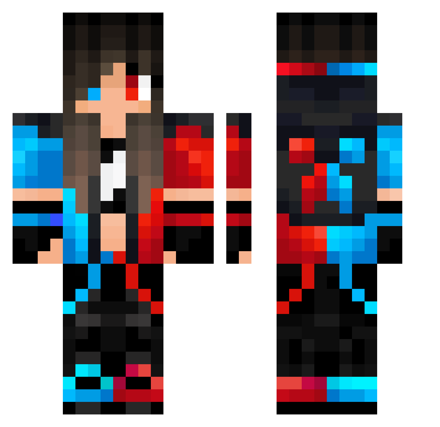 ToastyChickens Minecraft skin, front and back view