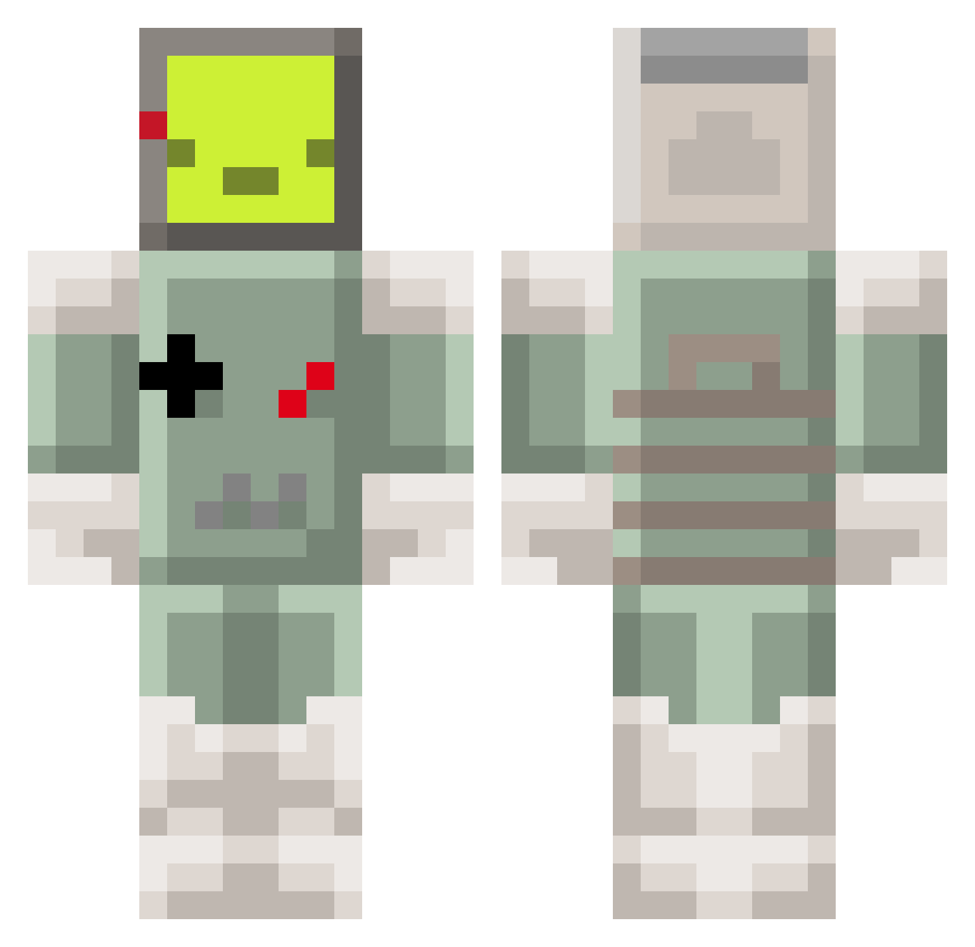 wobblz Minecraft skin, front and back view