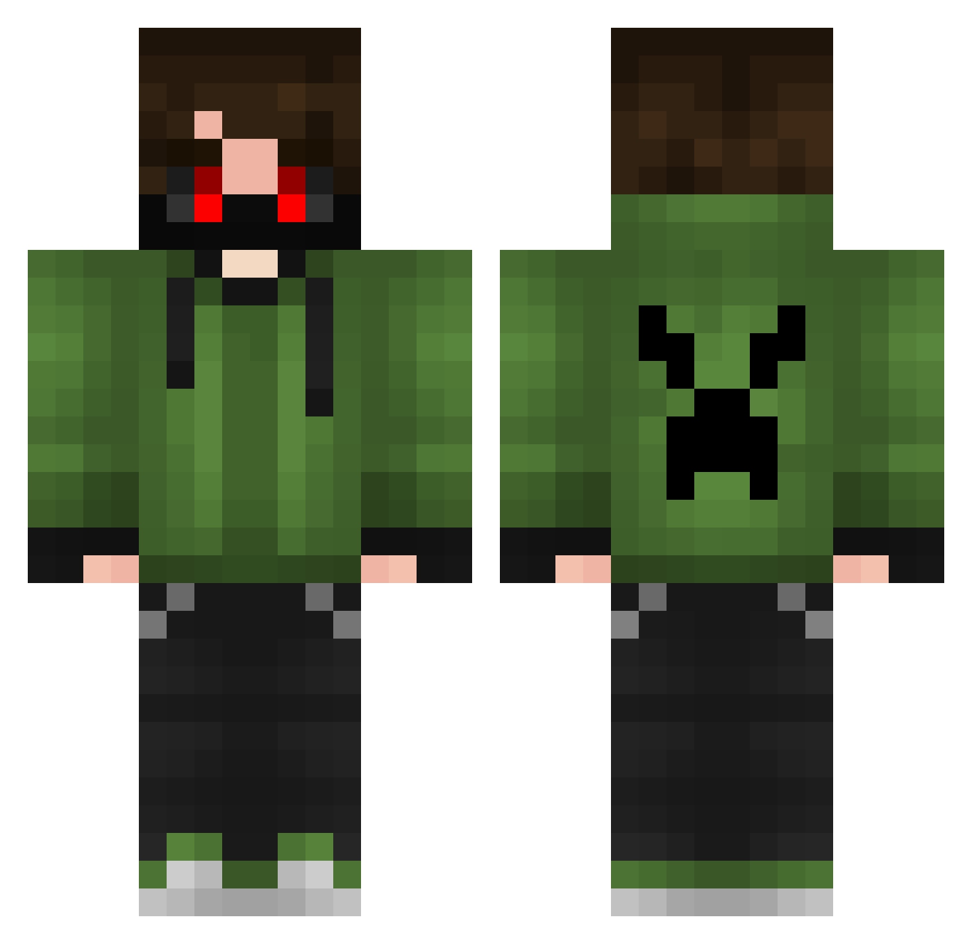 CrypticalMan Minecraft skin, front and back view