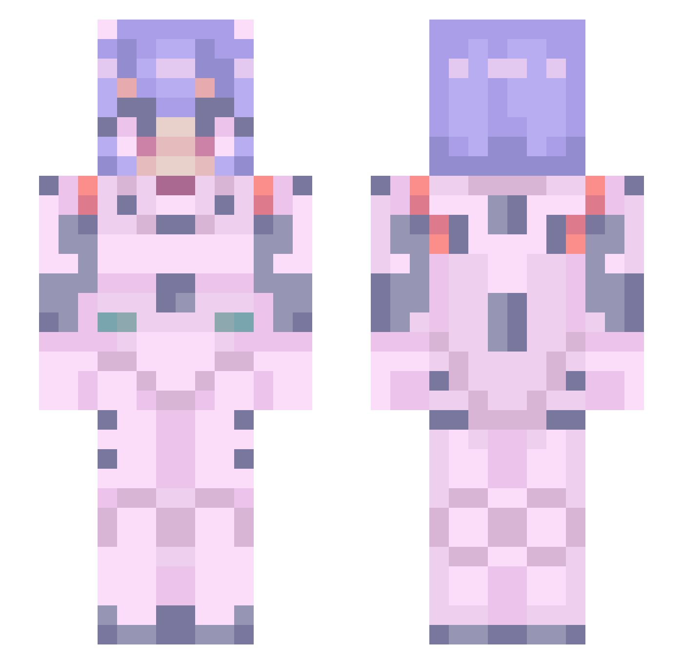 pexoso Minecraft skin, front and back view