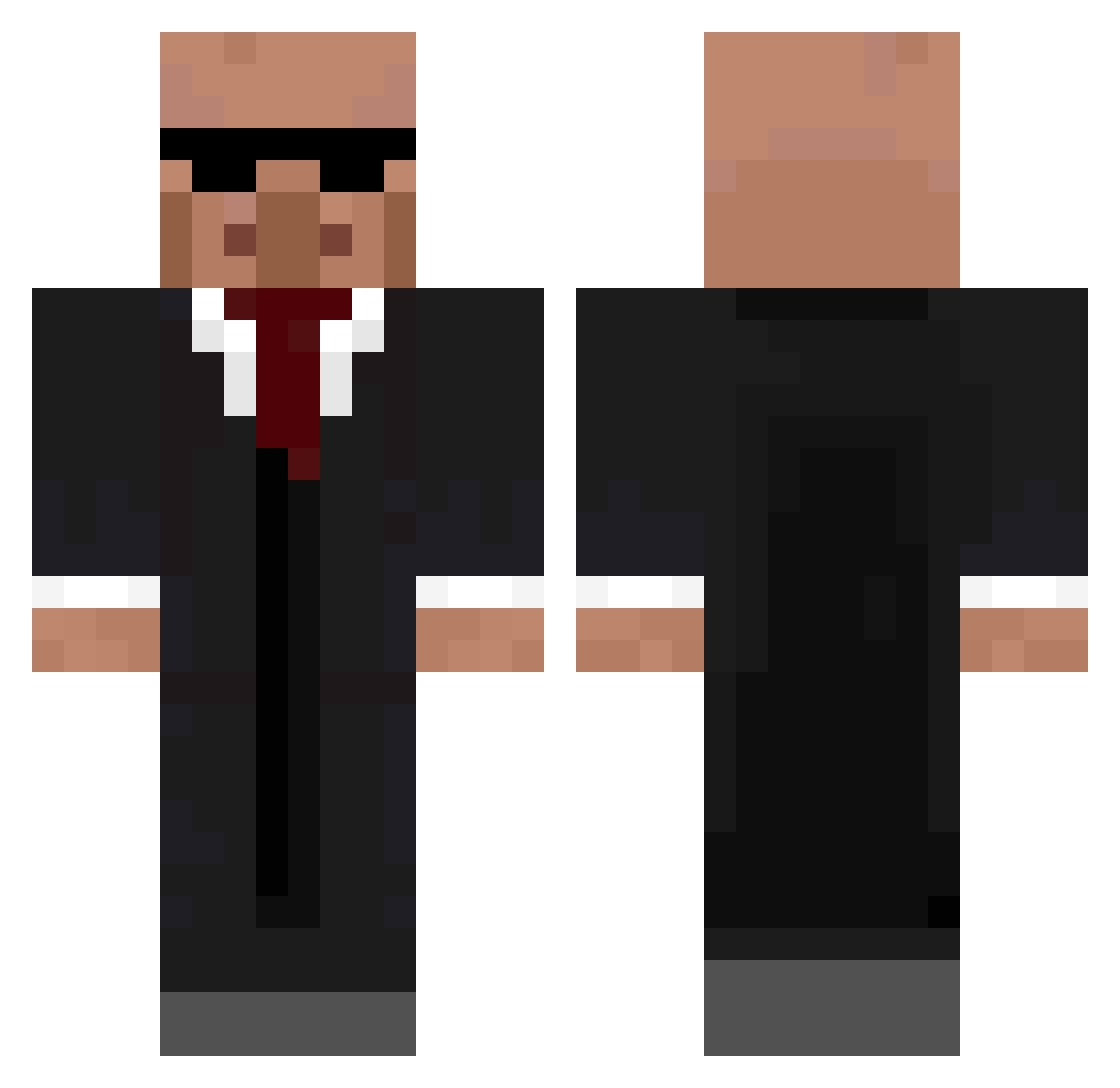 BigVirusBoi Minecraft skin, front and back view