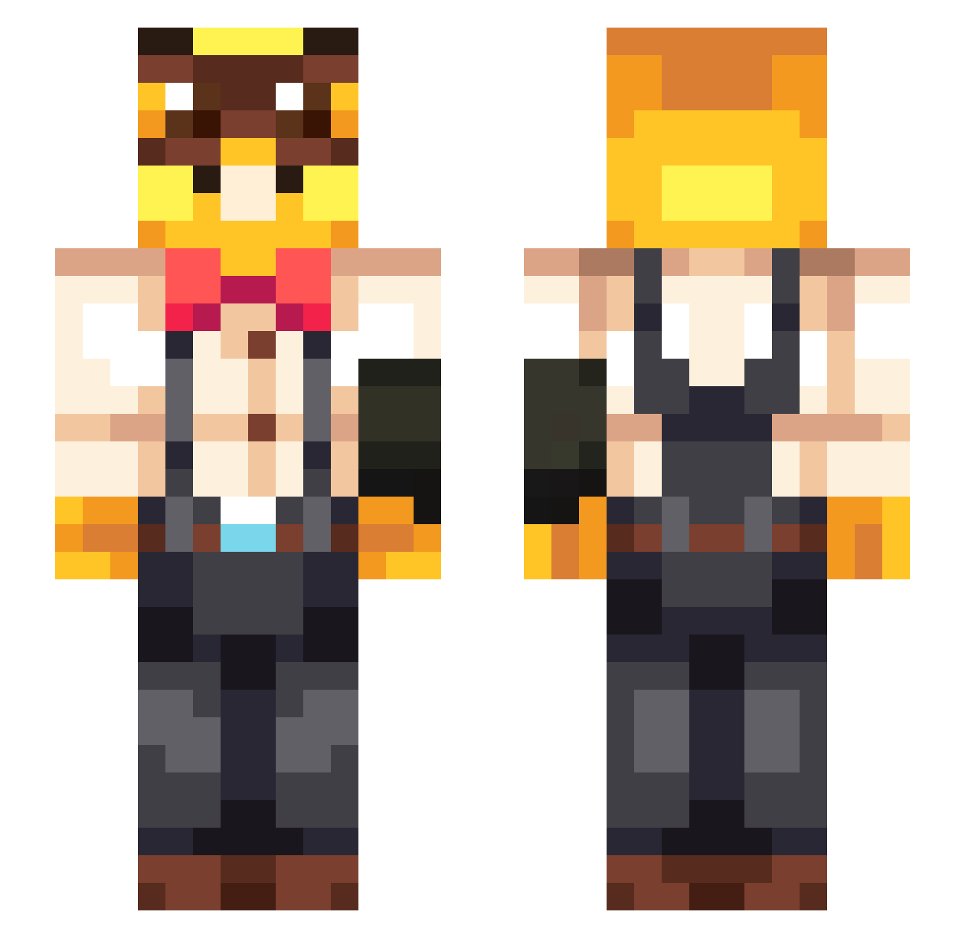 IlloJuan Minecraft skin, front and back view