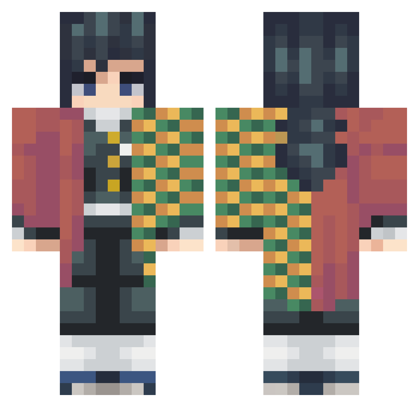Tzandqvizt69 Minecraft skin, front and back view