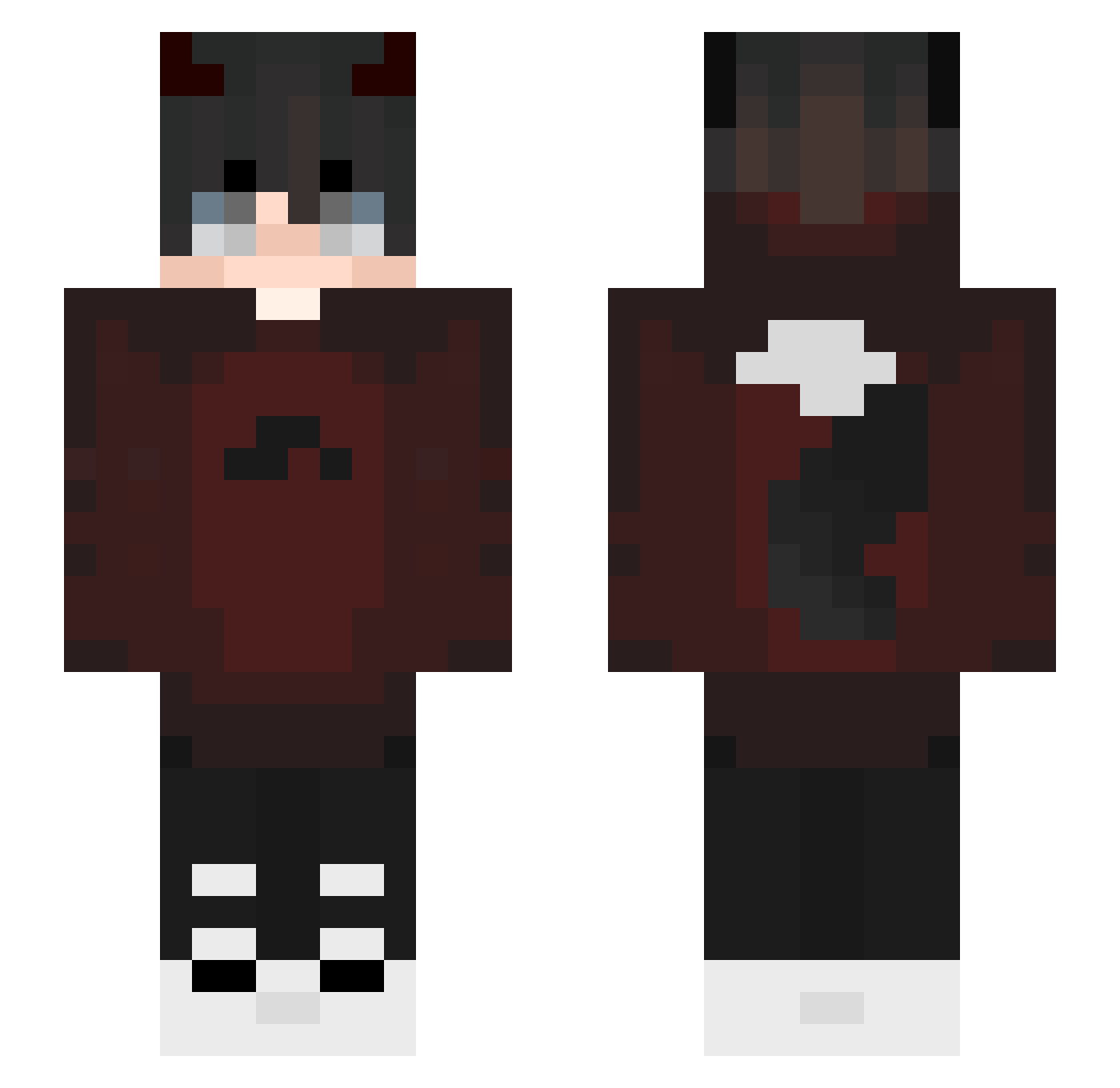 ily2m Minecraft skin, front and back view