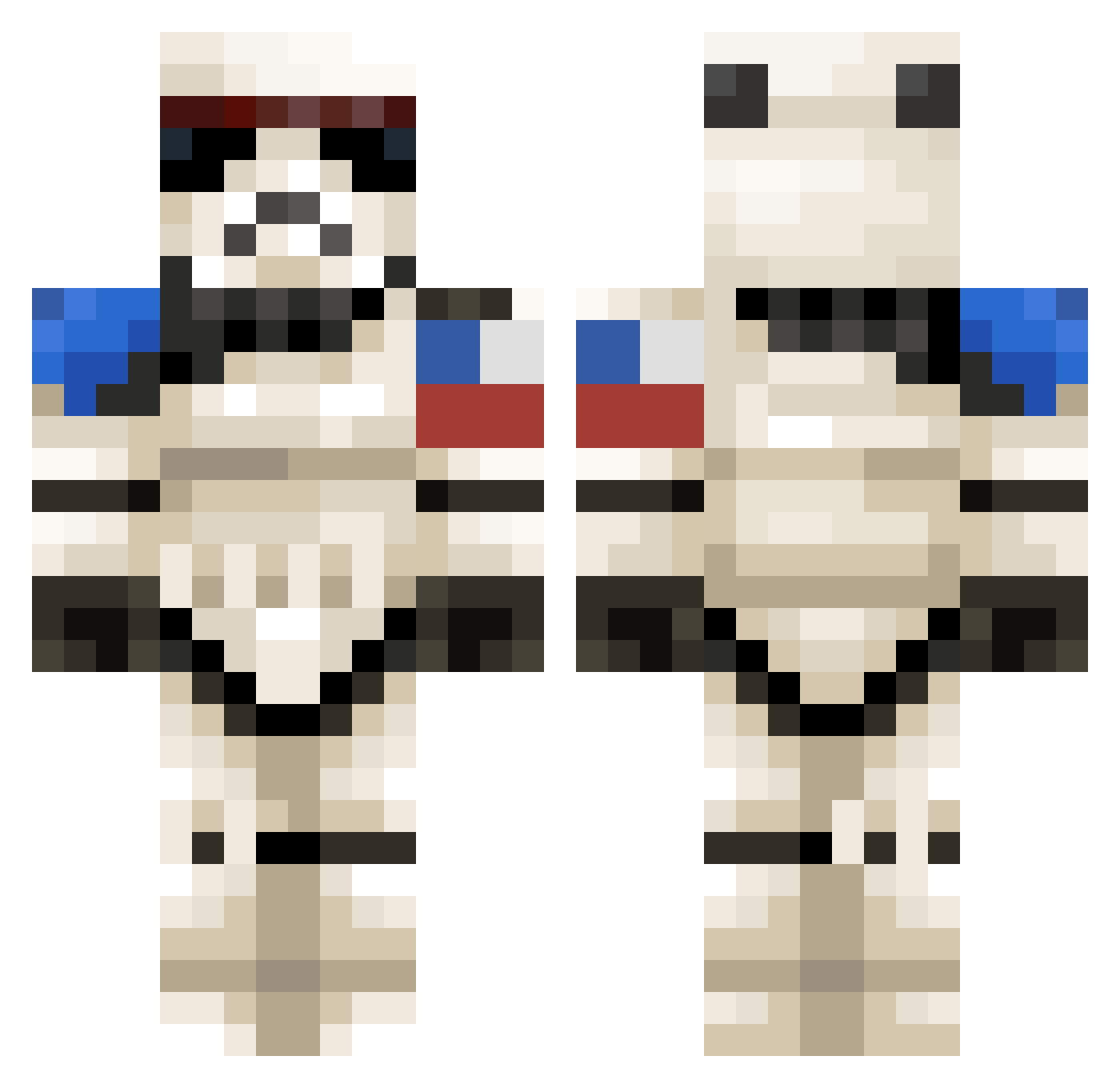 Exerbat145 Minecraft skin, front and back view