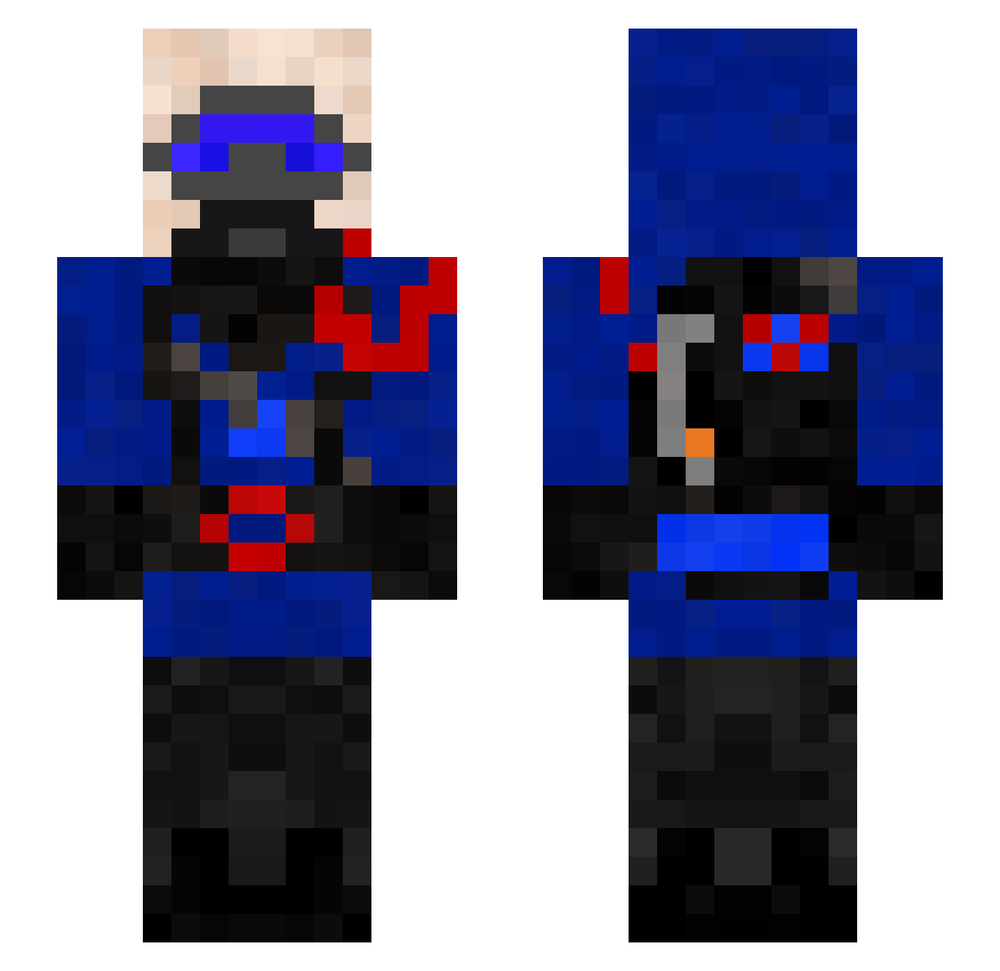 Hazmet Minecraft skin, front and back view