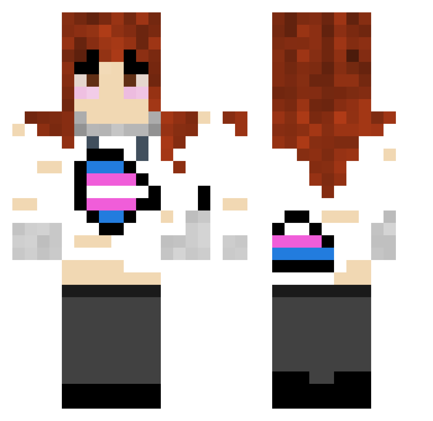 AmyHawk Minecraft skin, front and back view