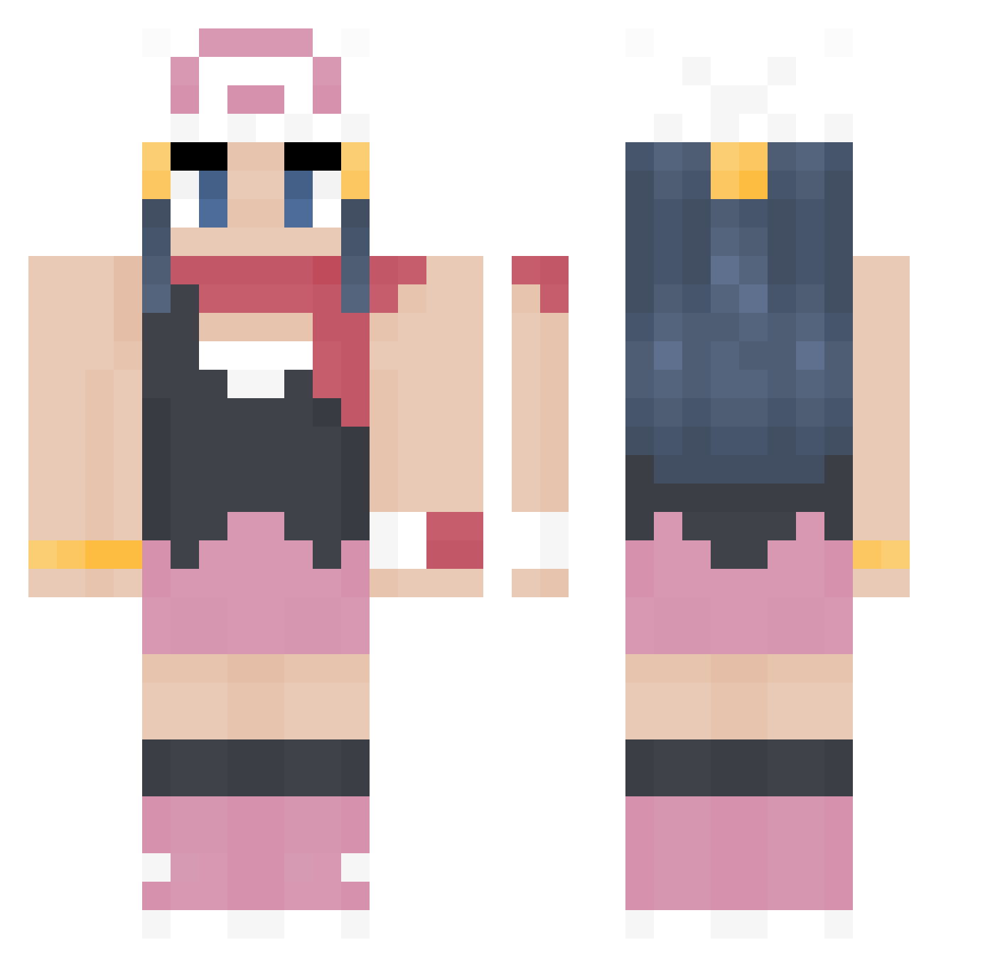 Wixine Minecraft skin, front and back view