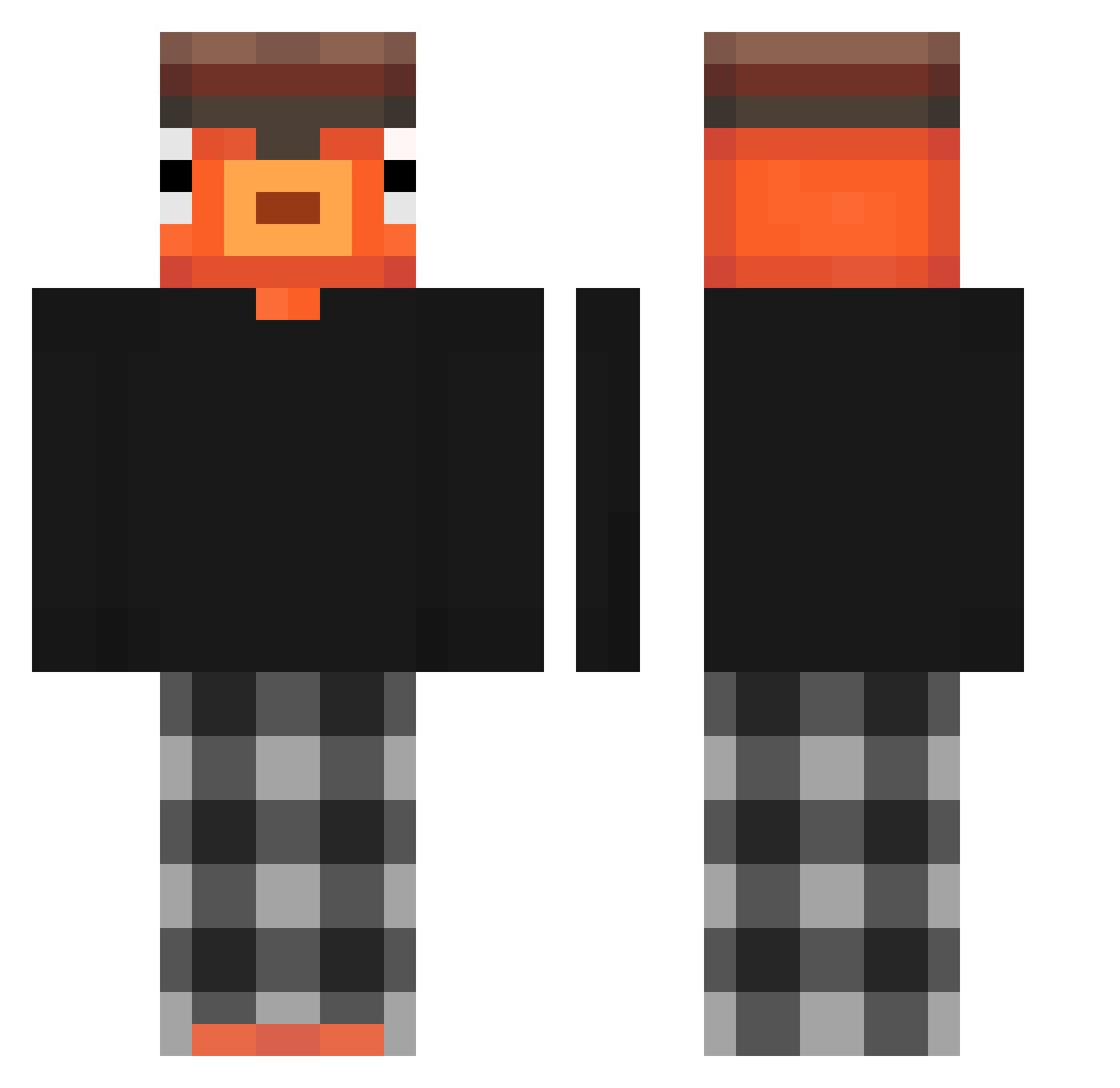 JsBublee Minecraft skin, front and back view