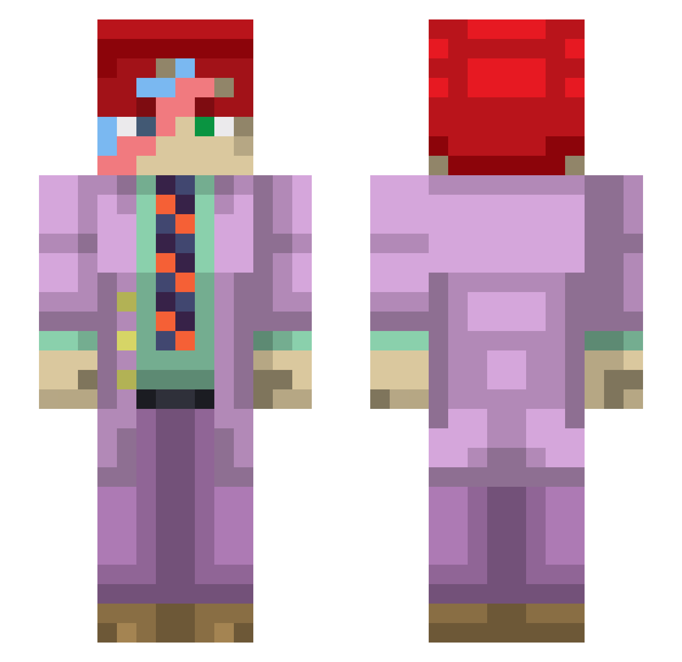 ALEXJW Minecraft skin, front and back view