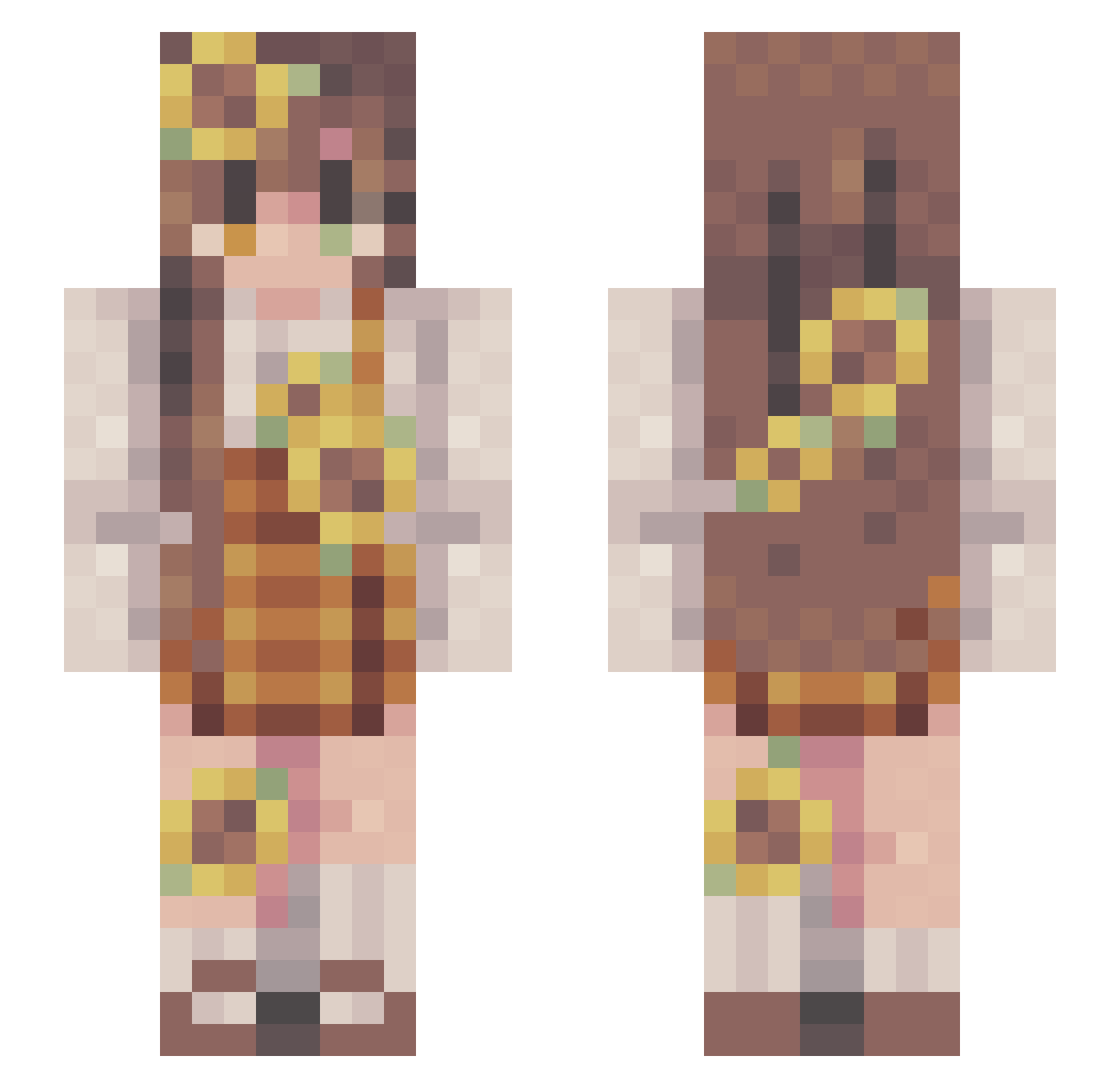 Honey16x Minecraft skin, front and back view