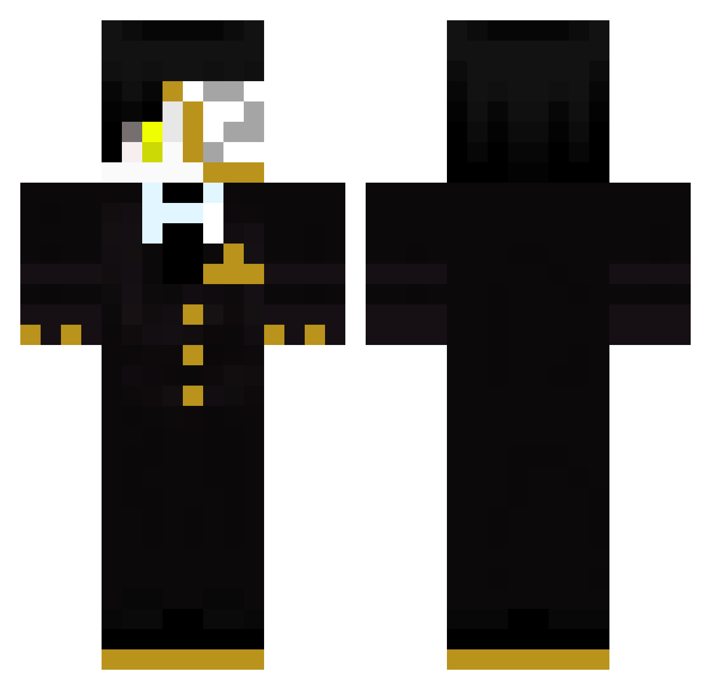 Deathofacutie Minecraft skin, front and back view