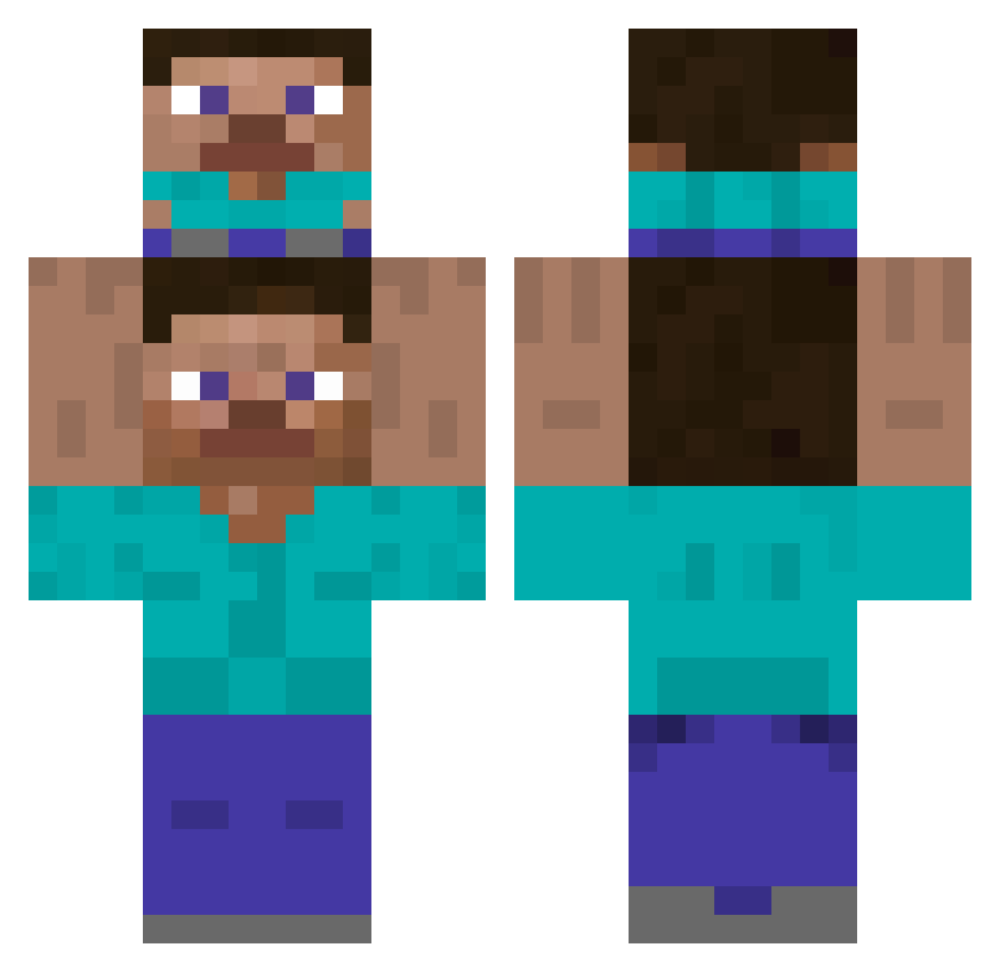 Zeeetow Minecraft skin, front and back view