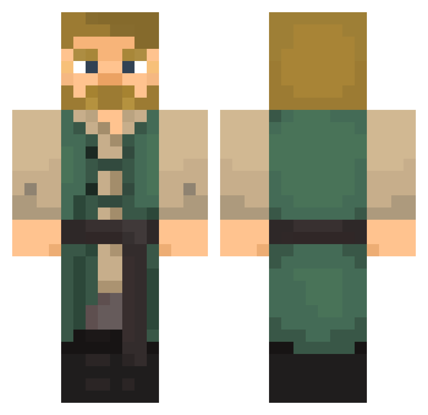 Sythce Minecraft skin, front and back view