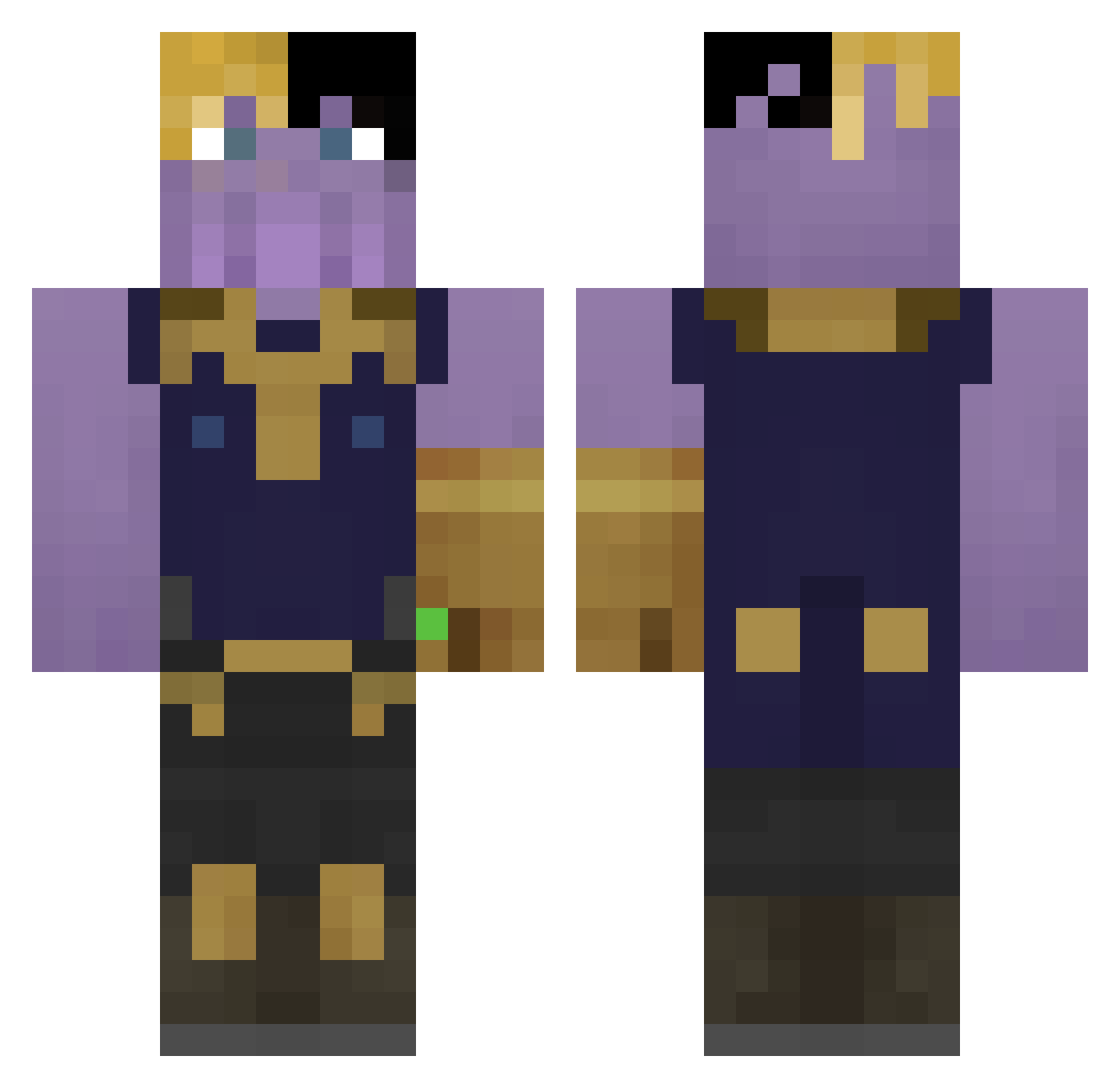 xNuggets Minecraft skin, front and back view
