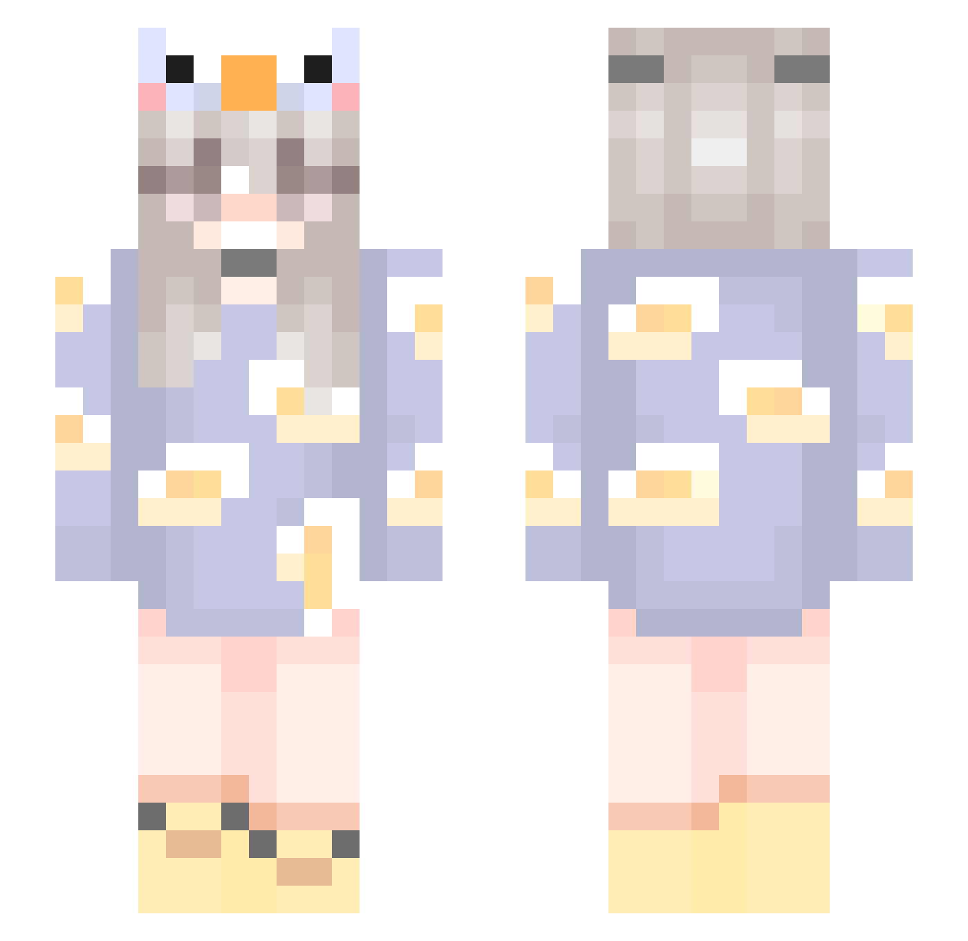 debra Minecraft skin, front and back view