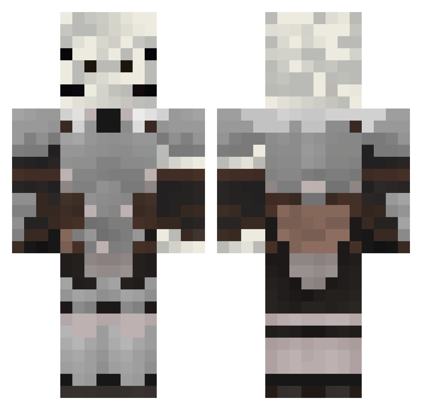 justbeyes Minecraft skin, front and back view