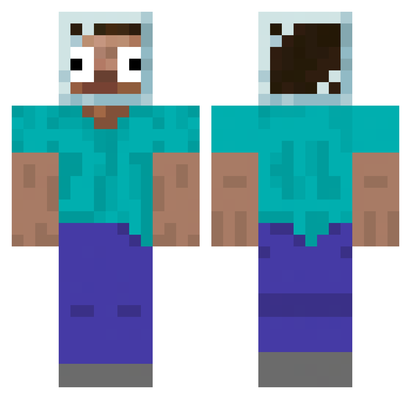 Lwizzyy Minecraft skin, front and back view