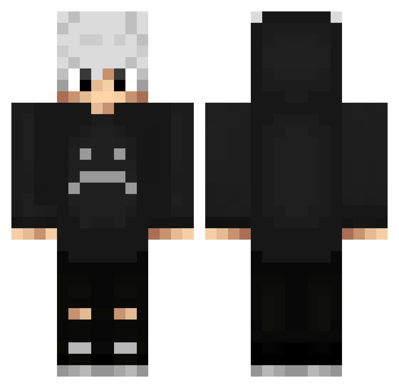 PiKax0 Minecraft skin, front and back view