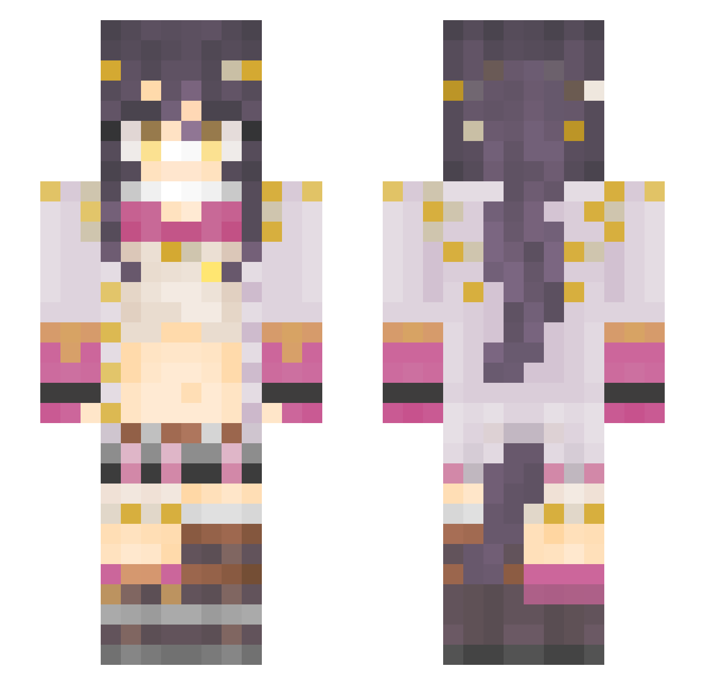 KhadaRoth Minecraft skin, front and back view