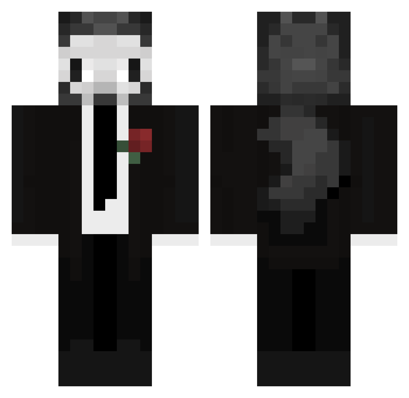 Inviromos Minecraft skin, front and back view