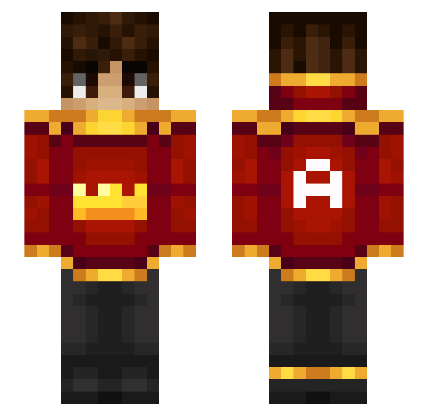 Anguz Minecraft skin, front and back view