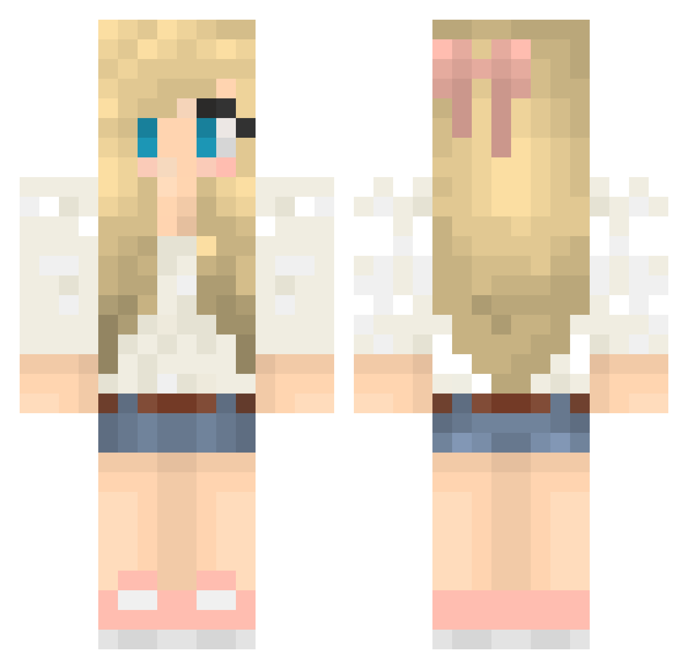 Vocalist Minecraft skin, front and back view