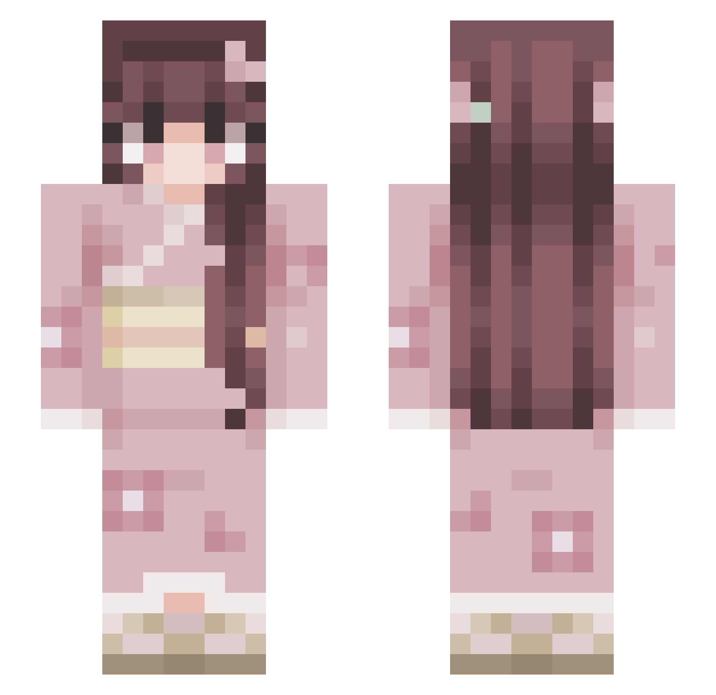 heart3yes Minecraft skin, front and back view